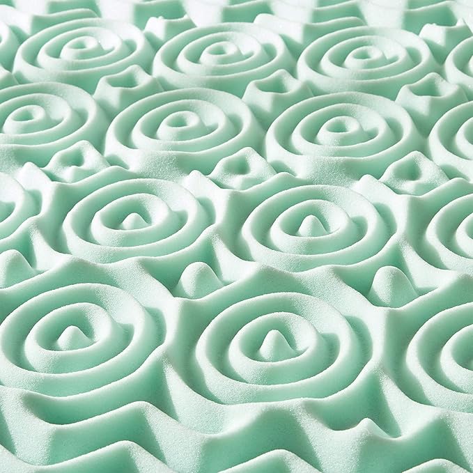 Mellow 1.5 Inch 5-Zone Memory Foam Mattress Topper, Calming Aloe Infusion, Dorm Essentials, Full