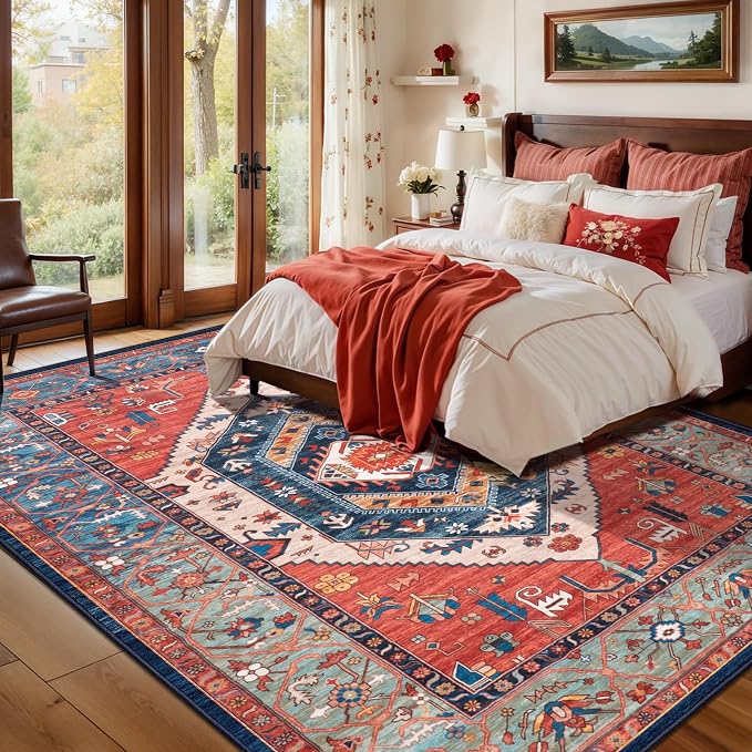 SERISSA 7x9 Washable Non Slip Boho Area Rug - Image 3