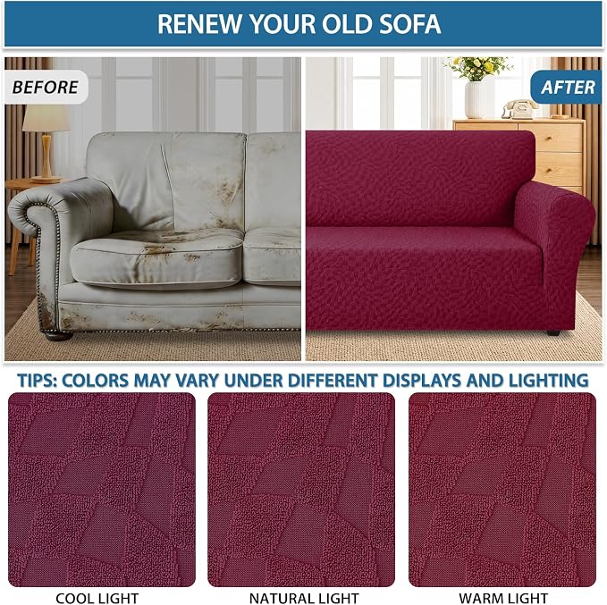 ZNSAYOTX 1 Piece Stretch Oversized Sofa Covers, New Plaid Couch Cover - Image 5
