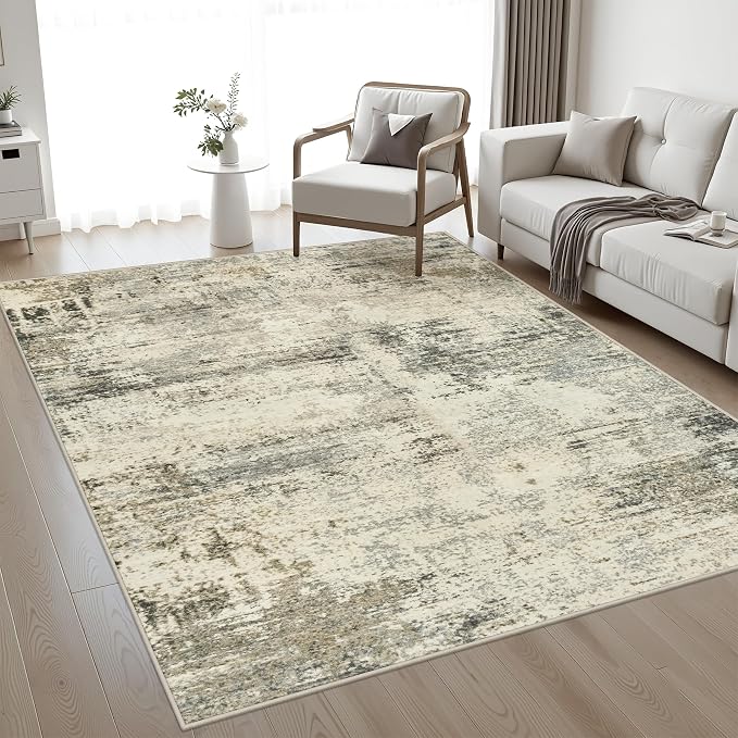 Area Rug Living Room: 4x4 Modern Washable Soft Carpet Ash Brown | by FXRHLP