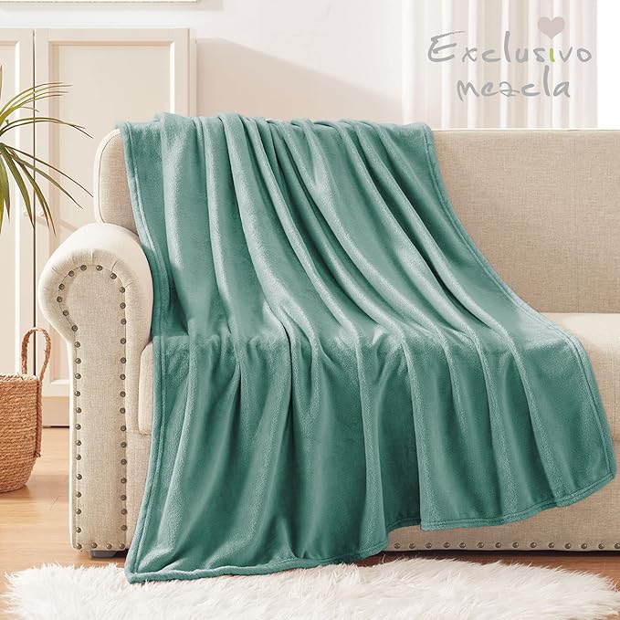 Exclusivo Mezcla Fleece Throw Blanket for Couch, Sofa, 300GSM Super Soft and Warm Blankets, Celadon Throw All Season Use, Cozy, Plush, Lightweight, 50x60 Inches