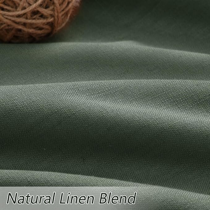 Olive Green 100% Blackout Curtains 96 Inch Length 2 Panels Set - Image 3