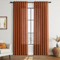 Rust Linen Curtains 84 Inch Length 2 Panels Set by Nanspring
