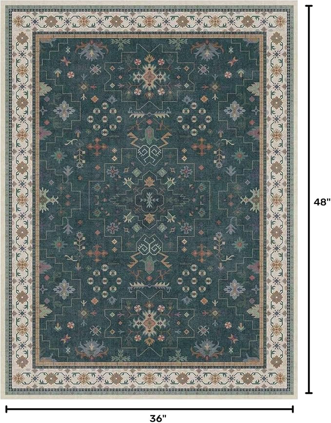 Dark Green Oushak 3x4 Large Entryway Rug - Image 2