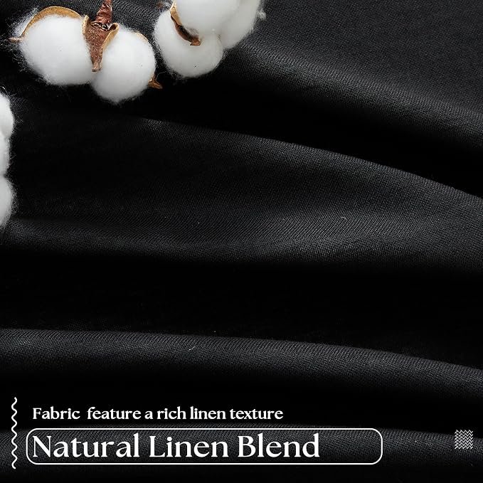 Black 63 Inch Length Blackout Pleated Linen Curtains - Image 5