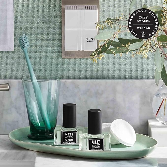 NEST New York Wall Diffuser Refill Vials, Wild Mint & Eucalyptus - Set of 2 - Up to 60 Days of Continuous Scent - Cruelty Free, Vegan - Made in USA