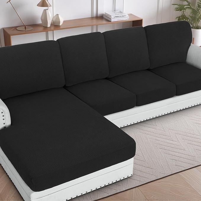 H.VERSAILTEX Sectional Couch Covers 1 Piece Chaise Slipcover L Shape Separate by HVERSAILTEX