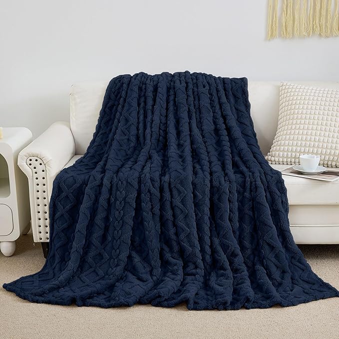 Aganear Fleece Throw Blanket for Couch Sofa 60"x80" Navy | Lightweight Fuzzy by Aganear