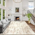 8x10 Area Rugs for Living Room: Washable Abstract Beige Grey Badroom Carpet | by GENTDRIZZ