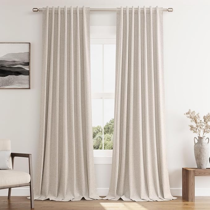 Oatmeal 100% Blackout Curtains 108 Inch Length 2 Panels Set by Guken