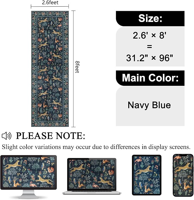 DUKINO 2.6x8 Rug for Hallway, Washable Kitchen Rugs Non Slip, Stain Resistant - Image 2
