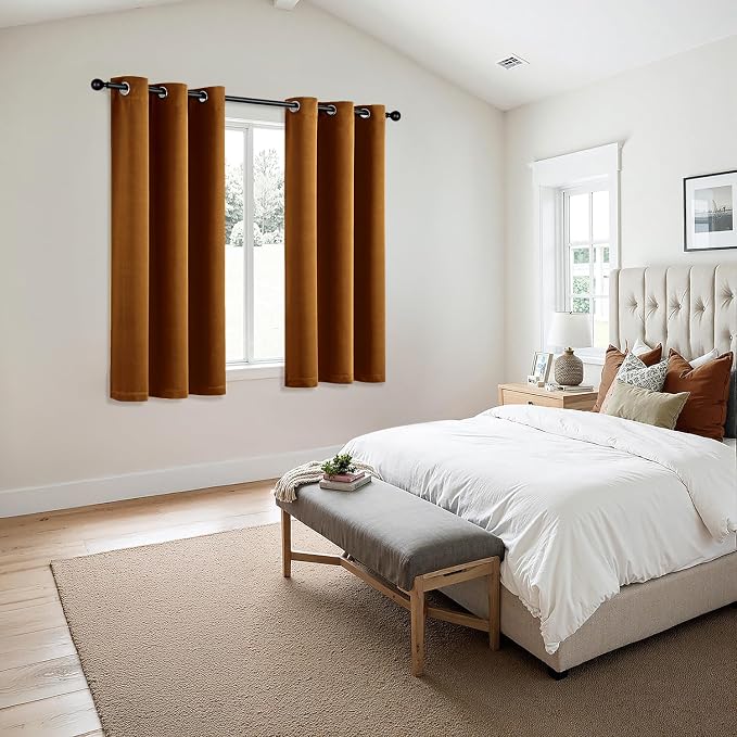 MIULEE Blackout Curtains for Bedroom 2 Panels 40 x 45 Inch Long Gold Brown | - Image 6