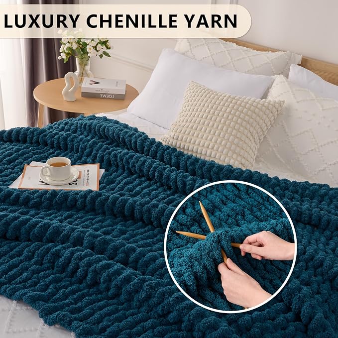 L'AGRATY Chunky Knit Throw Blanket - Image 3