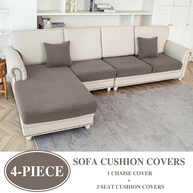 LA MEACK Couch Cushion Covers for Sectional Sofa L Shape Washable Separate Seat - Image 2
