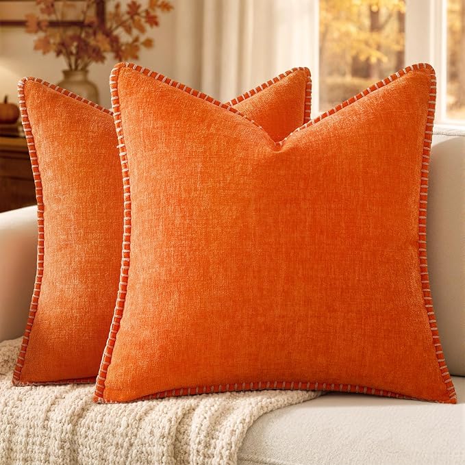 MIULEE Fall Decorative Couch Throw Pillow Covers 18x18 Inch Bright Orange | 2 by MIULEE