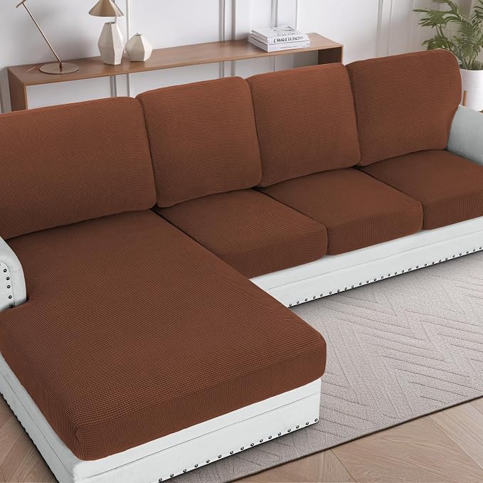 H.VERSAILTEX Sectional Couch Covers 4 Pieces Sofa Seat Cushion Covers L Shape by HVERSAILTEX