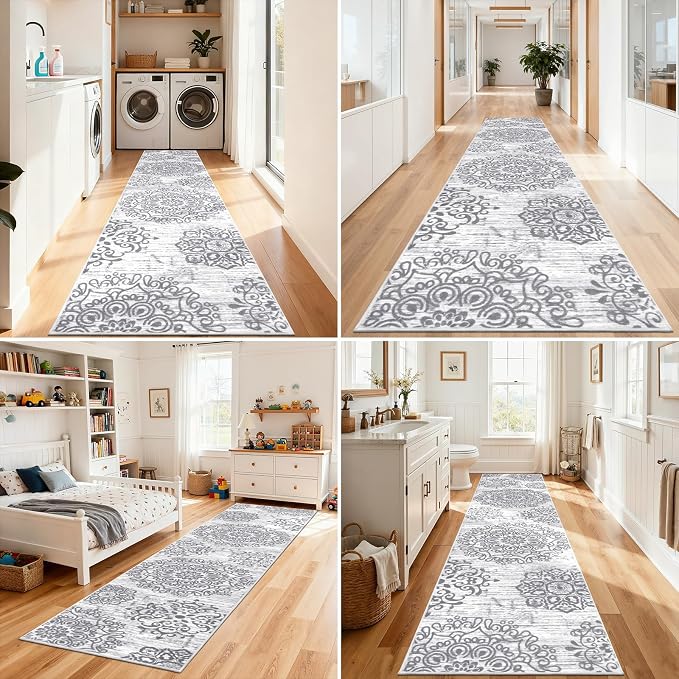 HEBE Hallway Runner Rug 3'x14', Washable Non Slip Kitchen Rug Runner | Soft - Image 6