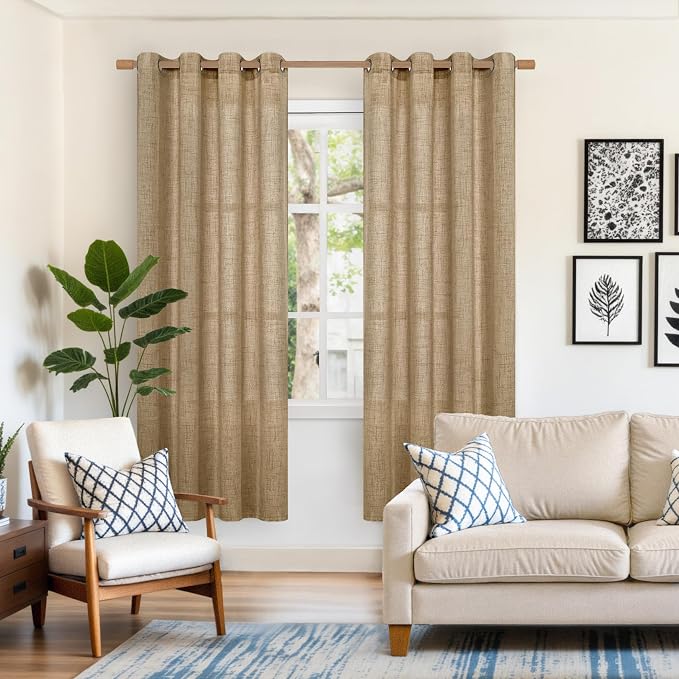 YoungsTex Burlap Linen Curtains 72 Inch Length - Image 2