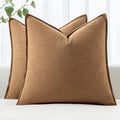 MIULEE Decorative Linen Euro Sham Pillow Covers 22x22 Inch Brown | Boho by MIULEE
