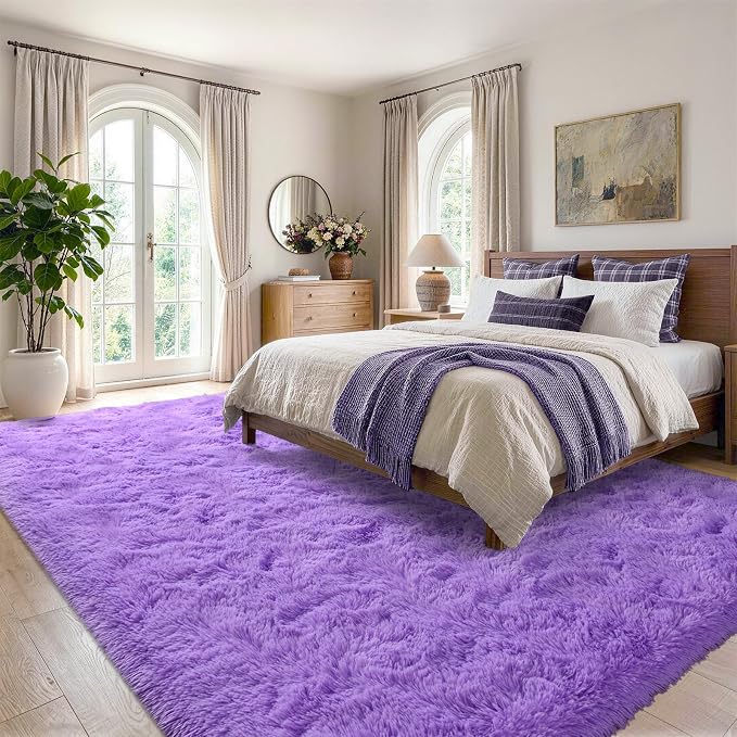 5x7 Purple Fluffy Soft Area Rug Non-Slip - Image 3