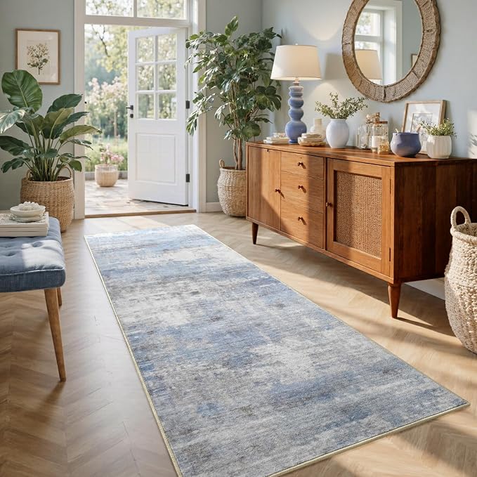 2x6 Ft Washable Runner Rug, Non-Slip Low Pile Hallway Kitchen Area Rug by Cuzwlovita