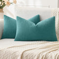 MIULEE Teal Chenille Couch Lumbar Throw Pillow Covers, 12x20 | Set of 2 by MIULEE