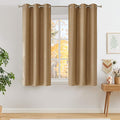 NICETOWN Short Faux Linen Caramel Blackout Curtains 63 inches Long for Kitchen - Privacy Panels for Living Room Bedroom, Modern Farmhouse Style Easy Care Grommet Top, 2 Panels, W42 by L63