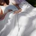 Bedsure Cooling Cotton Waffle Full Size Blanket - Lightweight Breathable Blanket of Rayon Derived from Bamboo for Hot Sleepers, Luxury Throws for Bed, Couch and Sofa, White, 80x90 Inches