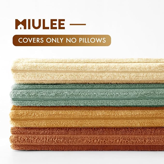 MIULEE Soft Corduroy Decorative Throw Pillow Covers Orange Teal 18x18 | Set of 4 - Image 3