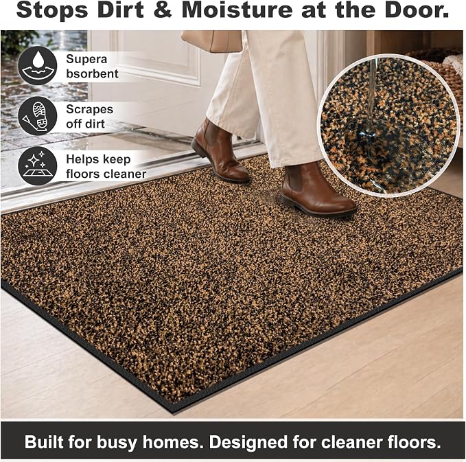 Super Absorbent Front Door Mat, 29.5" x 17", Non-Slip Washable Indoor Doormats - Image 4