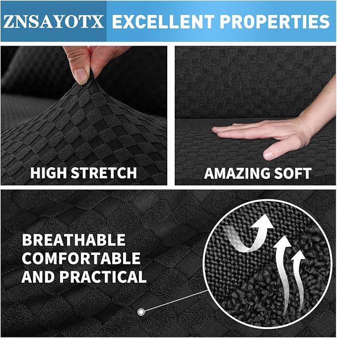 ZNSAYOTX Sectional Couch Covers, Stretch Jacquard Slipcovers - Image 5
