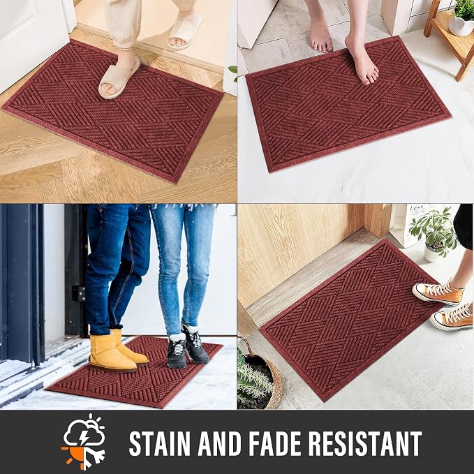 Durable Front Door Mat, Absorbent Muddy Dirt Resist Welcome Door Mats Outdoor - Image 5