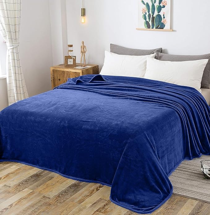 Polar Fleece Throw Blankets Travel Size for The Bed Extra Soft Brush Fabric Super Warm Sofa Throw Blanket 50" x 61"(Royal Blue Travel)
