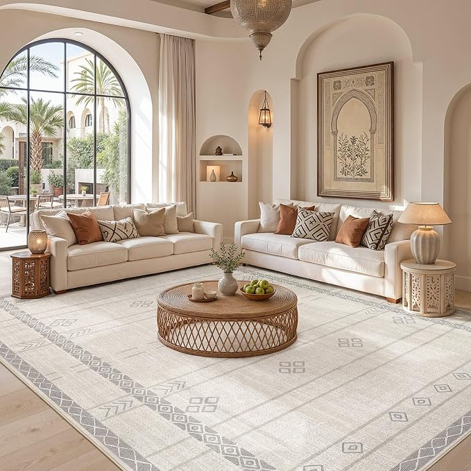 cotiled Boho 5x7 Area Rugs for Living Room: Soft Moroccan Washable Rug | Solve - Image 5
