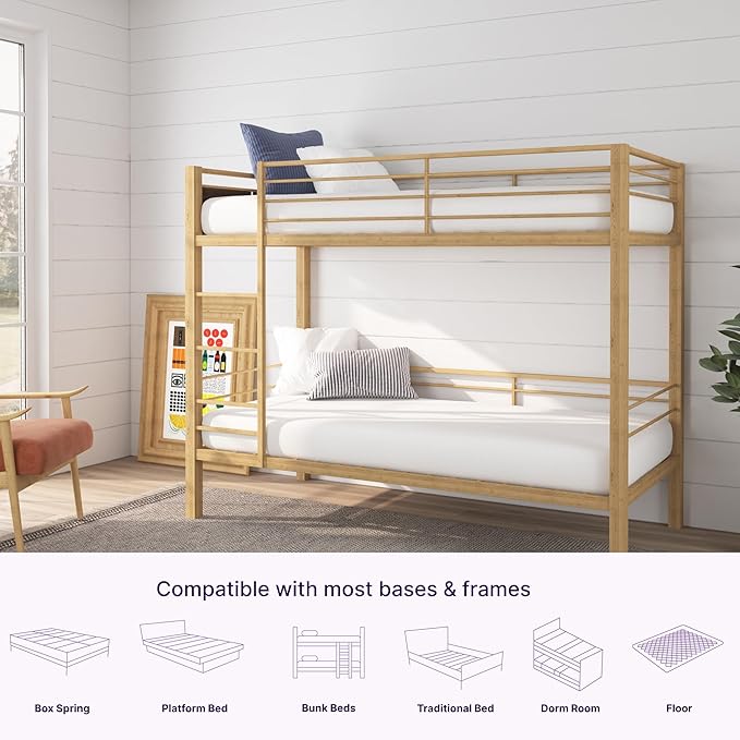 NapQueen 5 Inch Twin Memory Foam Mattress, Medium Feel, CertiPUR-US Certified, Bed in a Box, Breathable Soft Fabric Cover, White