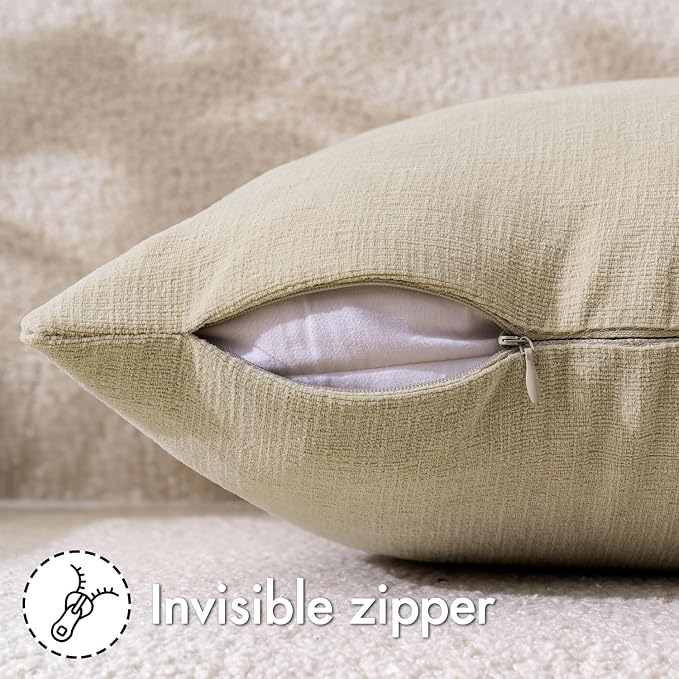 MIULEE Ivory Chenille Couch Throw Pillow Covers, 20x20 | Set of 2, Soft Neutral - Image 3