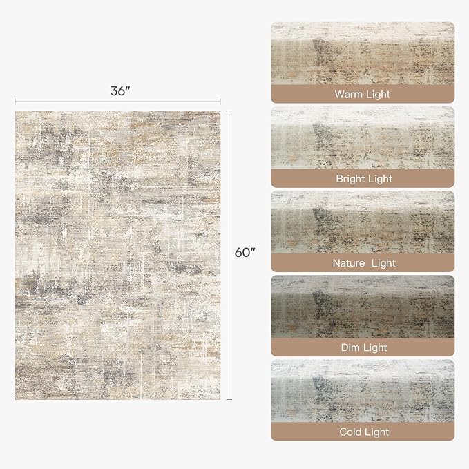 3x5 Area Rug for Entryway, Abstract Carpet for Bathroom Bedroom Tool Room - Image 2