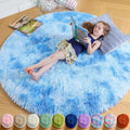 Amdrebio Tie-Dyed Light Blue Round Rug 4Ft by Amdrebio