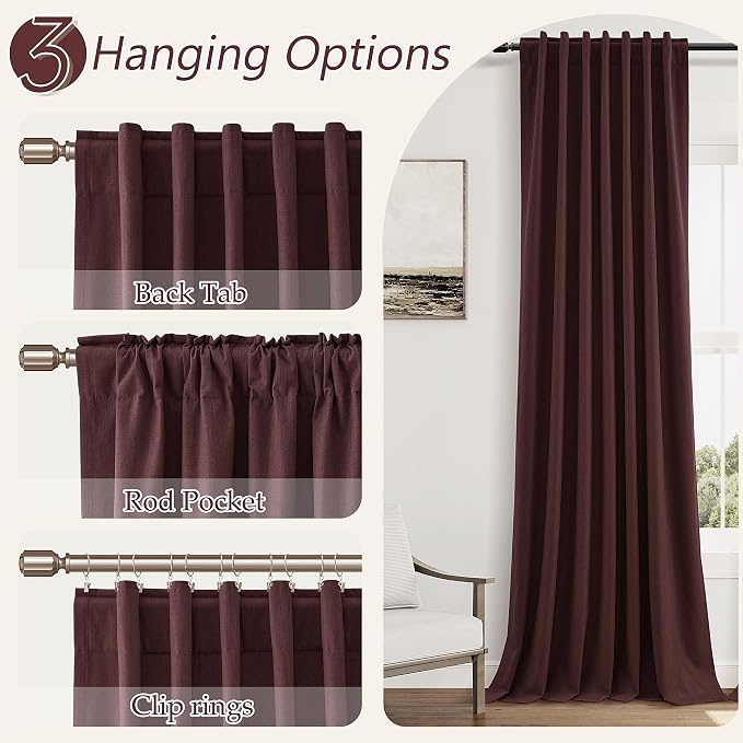 100% Blackout Curtains 84 Inch Length 2 Panels Set - Image 4