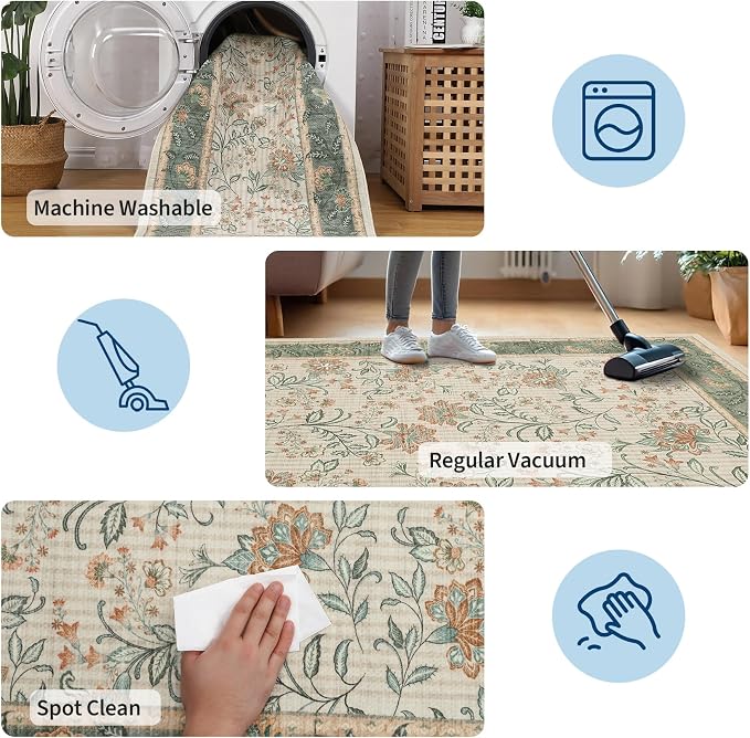 GarveeHome 2x6 Washable Runner Rug Sage Green Non Slip Kitchen Runner | Hallway - Image 6
