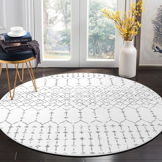 Lahome Moroccan Round Area Rug 5Ft Machine Washable Soft Round Bedroom Rugs by Lahome