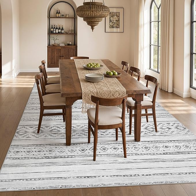 cotiled 6x9 Area Rugs for Living Room: Boho Washable Rug for Dining Room | - Image 7