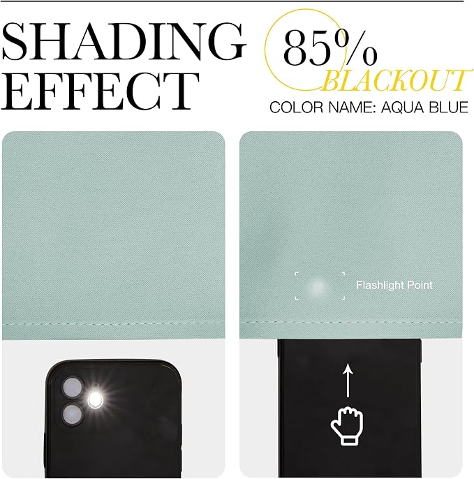 NICETOWN Bedroom Curtains Blackout Draperies, Aqua Blue, 1 Pair, 34-inch W x - Image 4