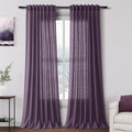 Plum Linen Curtains 90 Inch Long 2 Panels Set by Nanspring