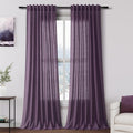 Plum Linen Curtains 96 Inches Long 2 Panels Set by Nanspring