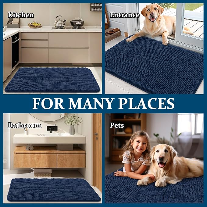 OLANLY Dog Door Mat for Muddy Paws 44x24, Super Absorbent Chenille Mud Mat | - Image 8