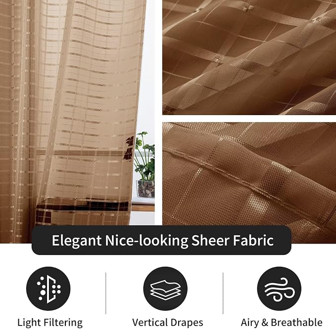 SpaceDresser Check Sheer Curtains 84 Inches Long - Image 4