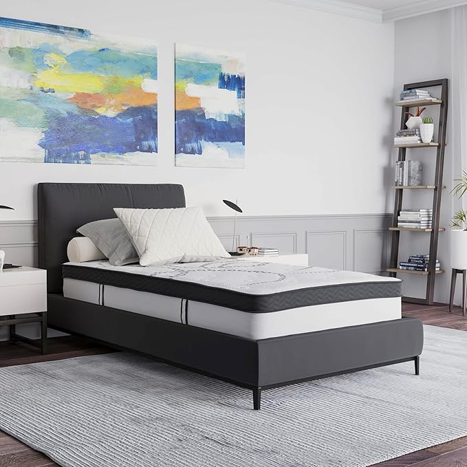 Flash Furniture Capri Comfortable Sleep 10" Hybrid Pocket Spring and Foam Mattress in a Box, Foam Pocket Spring Hybrid Mattress, Twin