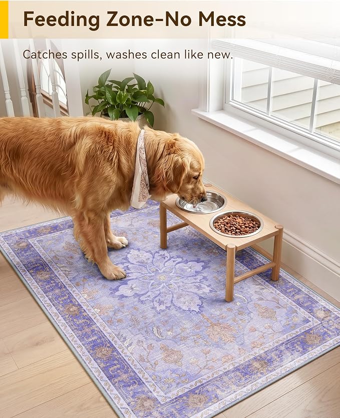 RELEANY Washable Area Rug, Small 2'x3', Water Repellent, Pet Friendly, Vintage - Image 3
