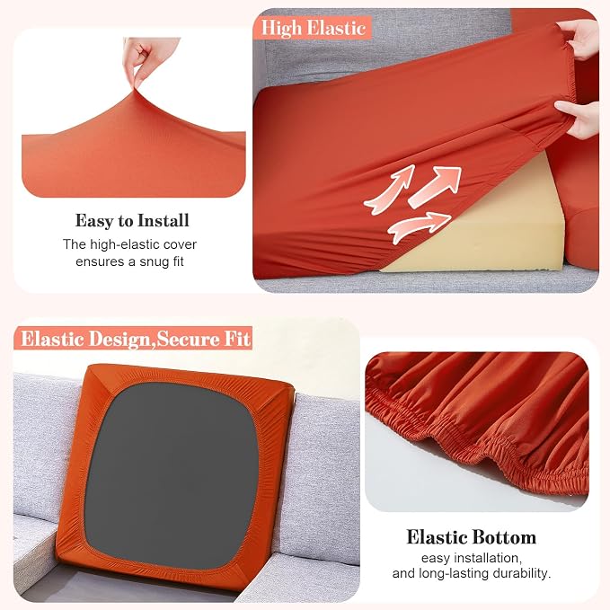 8Pcs Patio Cushion Covers Stretch Outdoor Furniture Protector Slipcovers | - Image 5